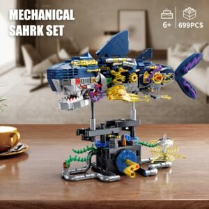 Mechanical Shark Building Set - Sea Animal STEM Toy with Display