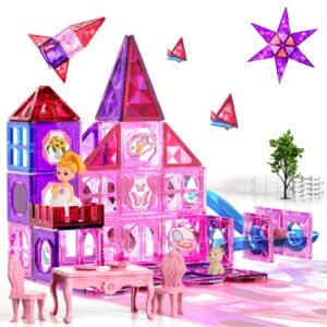 54pcs Magnetic Building Tiles - Princess House STEM Toy for Girls